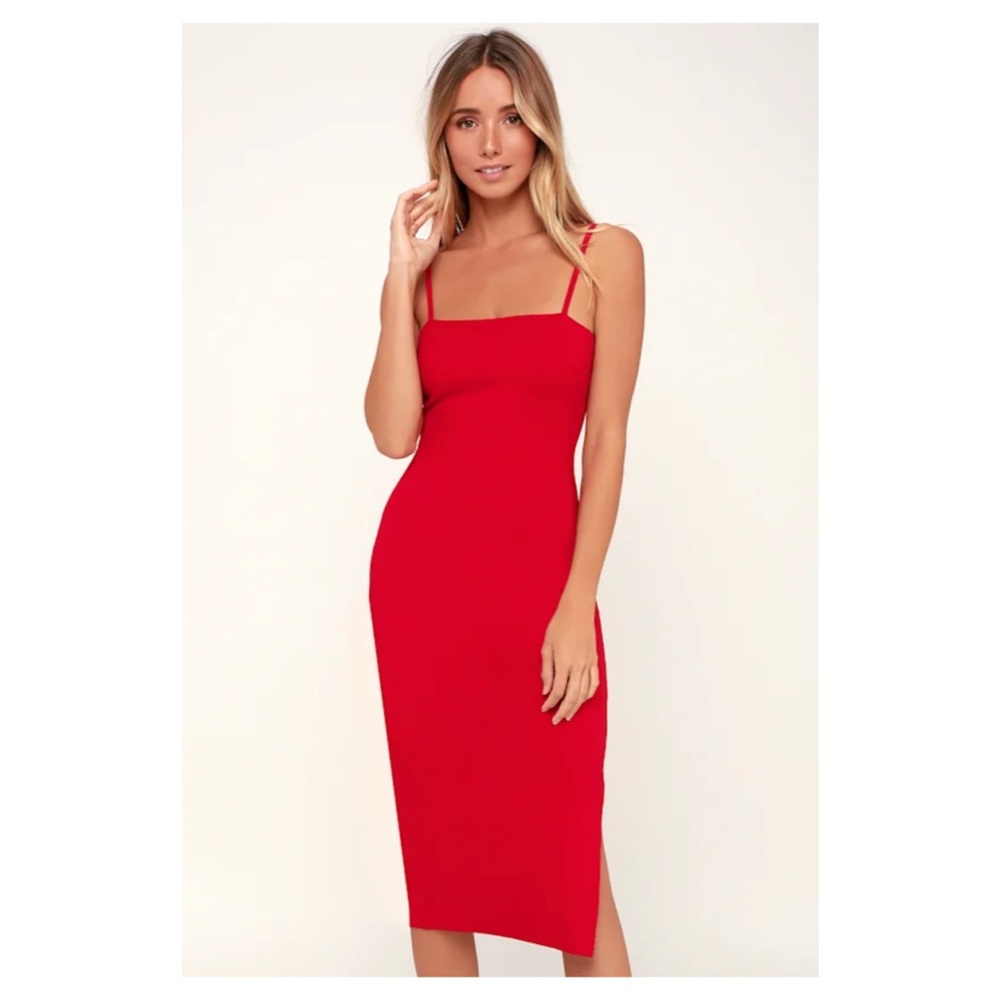 Lulu's Vibrant Red Midi Dress